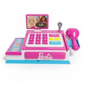 Barbie Pink Blue Play Money Counter Scanner Sound Electronic Toy Cash Register